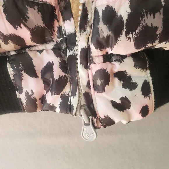 Justice Girls Leopard Print Winter Jacket Faux Fur Hood Interior Size L 12 14 - Picture 2 of 10